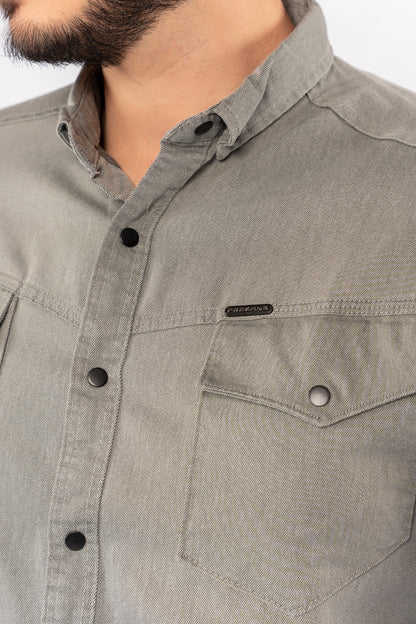 GREY RELAXED TWO POCKET SHIRT