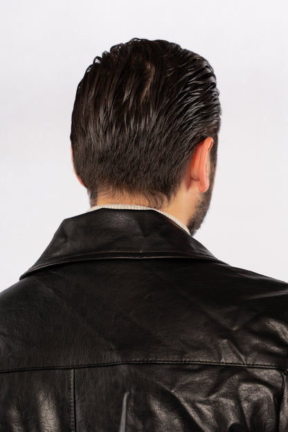 BLACK TRUCKER LEATHER JACKET