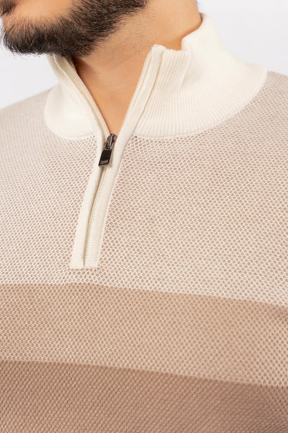 BEIGE CASUAL HIGHNECK ZIPPER