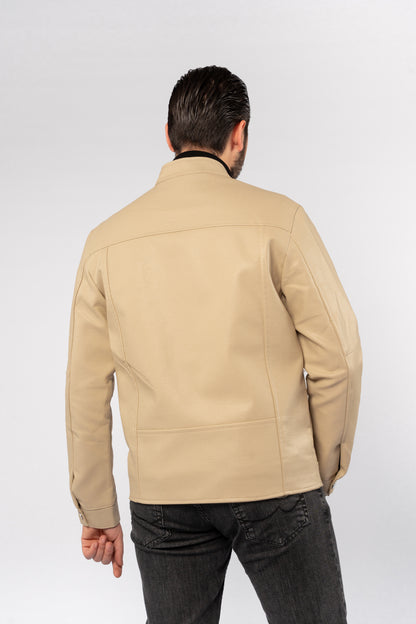BEIGE TIMELESS LEATHER JACKET