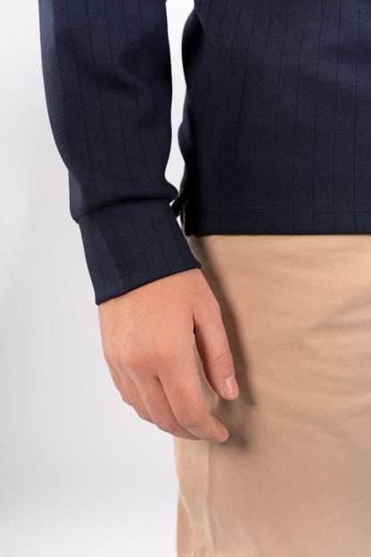 NAVY POLO ZIPPER SWEATER