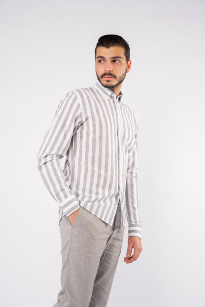 GREY LINED LINEN SHIRT