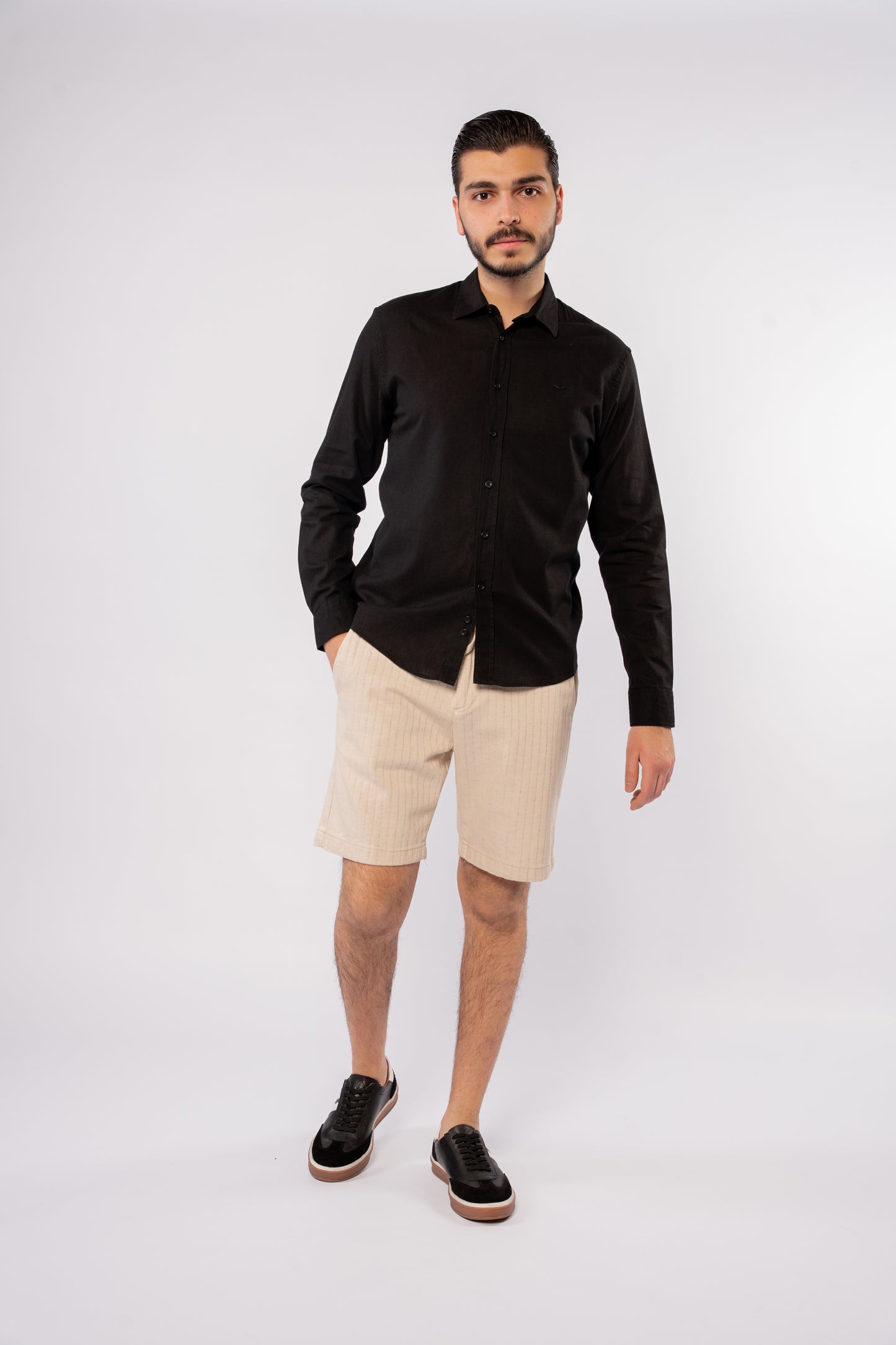 BLACK LINEN SHIRT