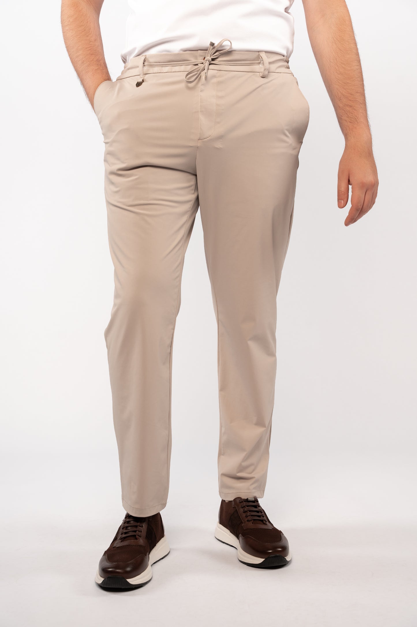 BEIGE SEMI CASUAL SPANDEX PANT