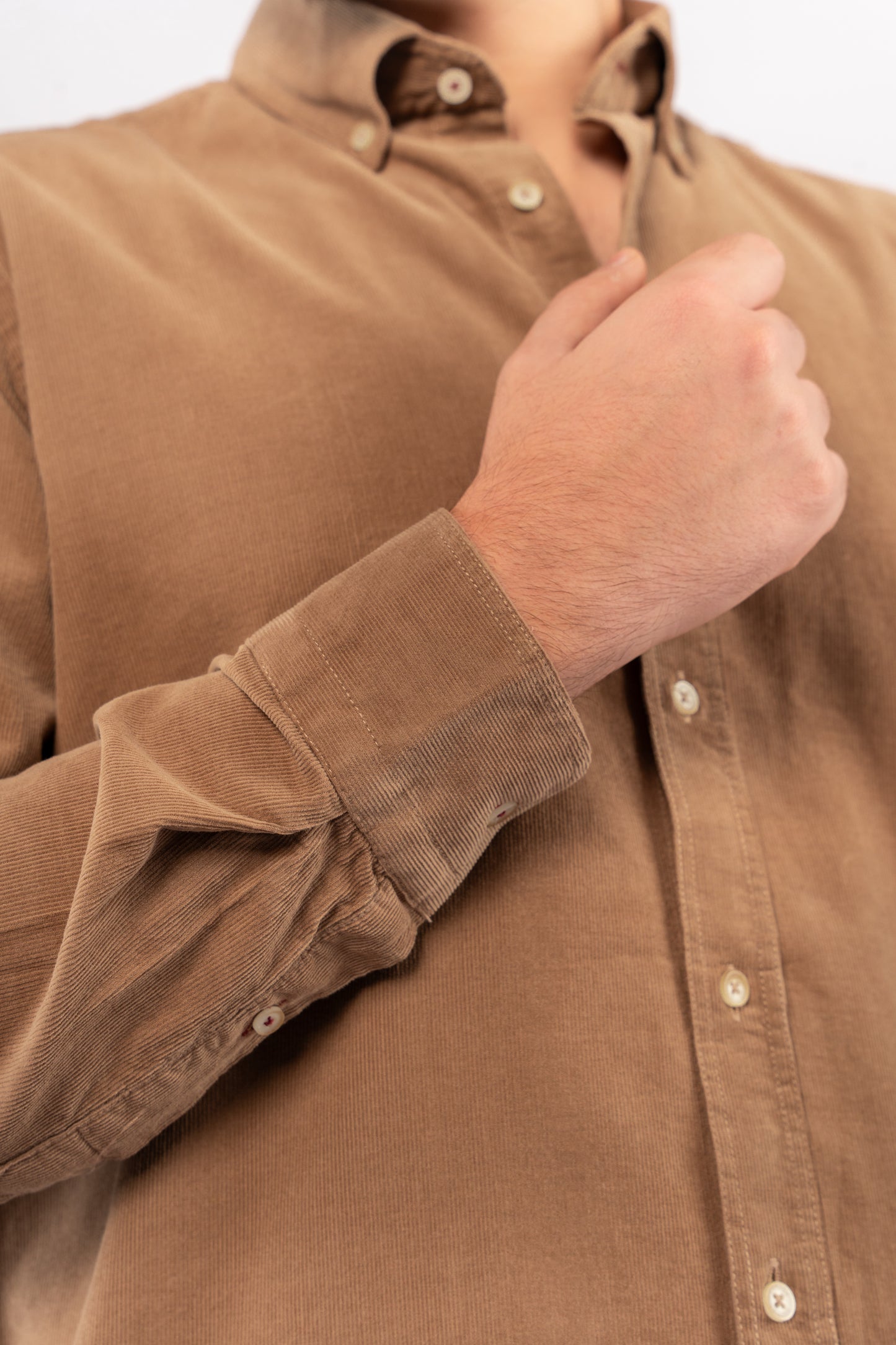 DARK BEIGE ELEGANCE VELVET SHIRT