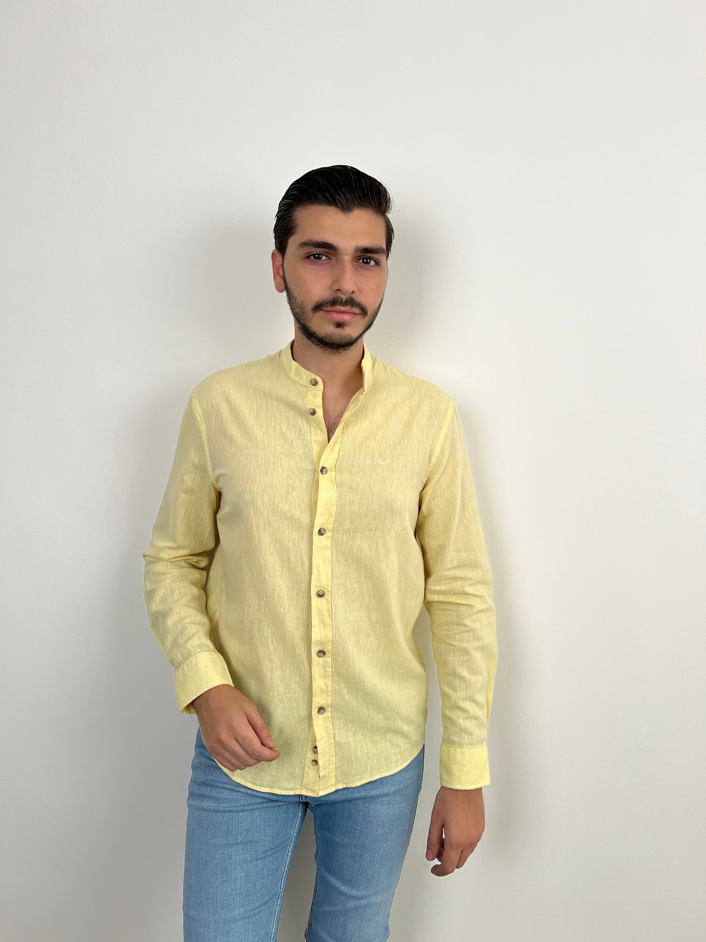 CHINESE LINEN SHIRT YELLOW