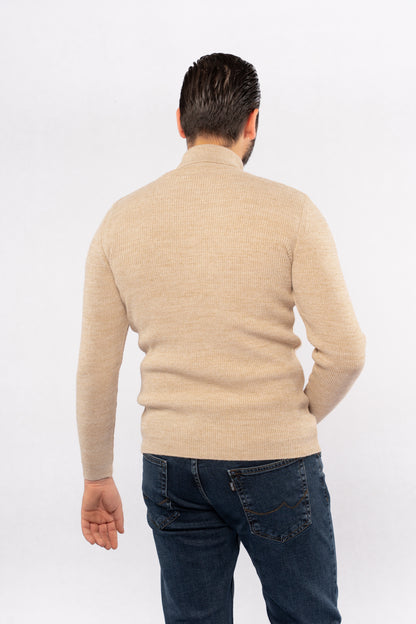 BEIGE LINED TURTLENECK