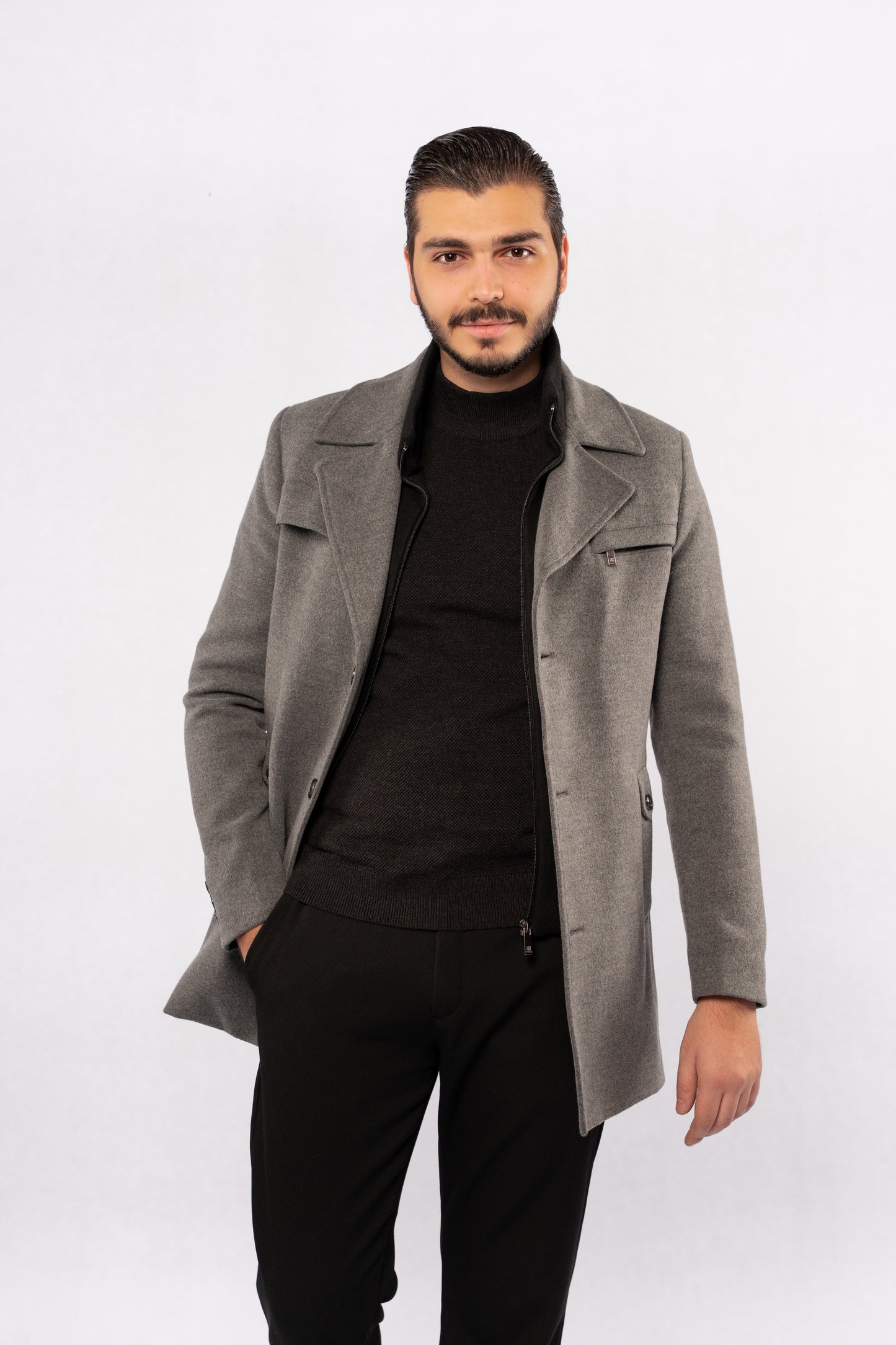 DARK GREY HIGHNECK SWEATER