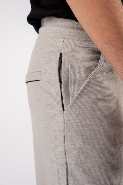 GREY PIQUET COTTON SHORT