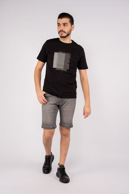 BLACK PATTERNED TSHIRT