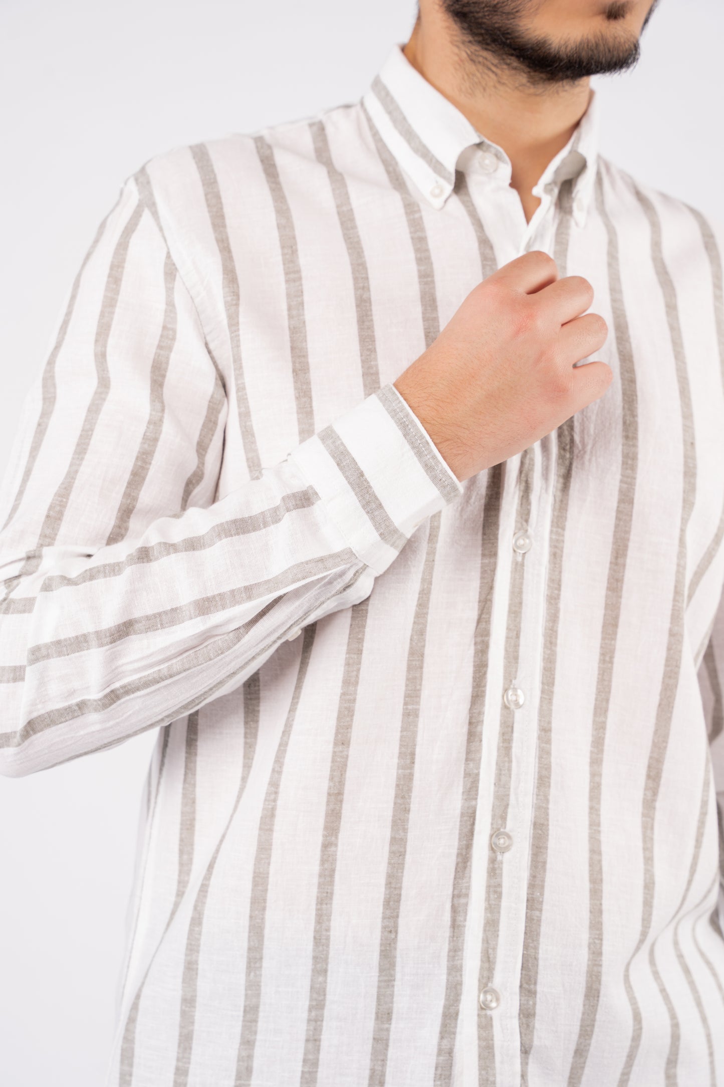 OLIVE LINED LINEN SHIRT