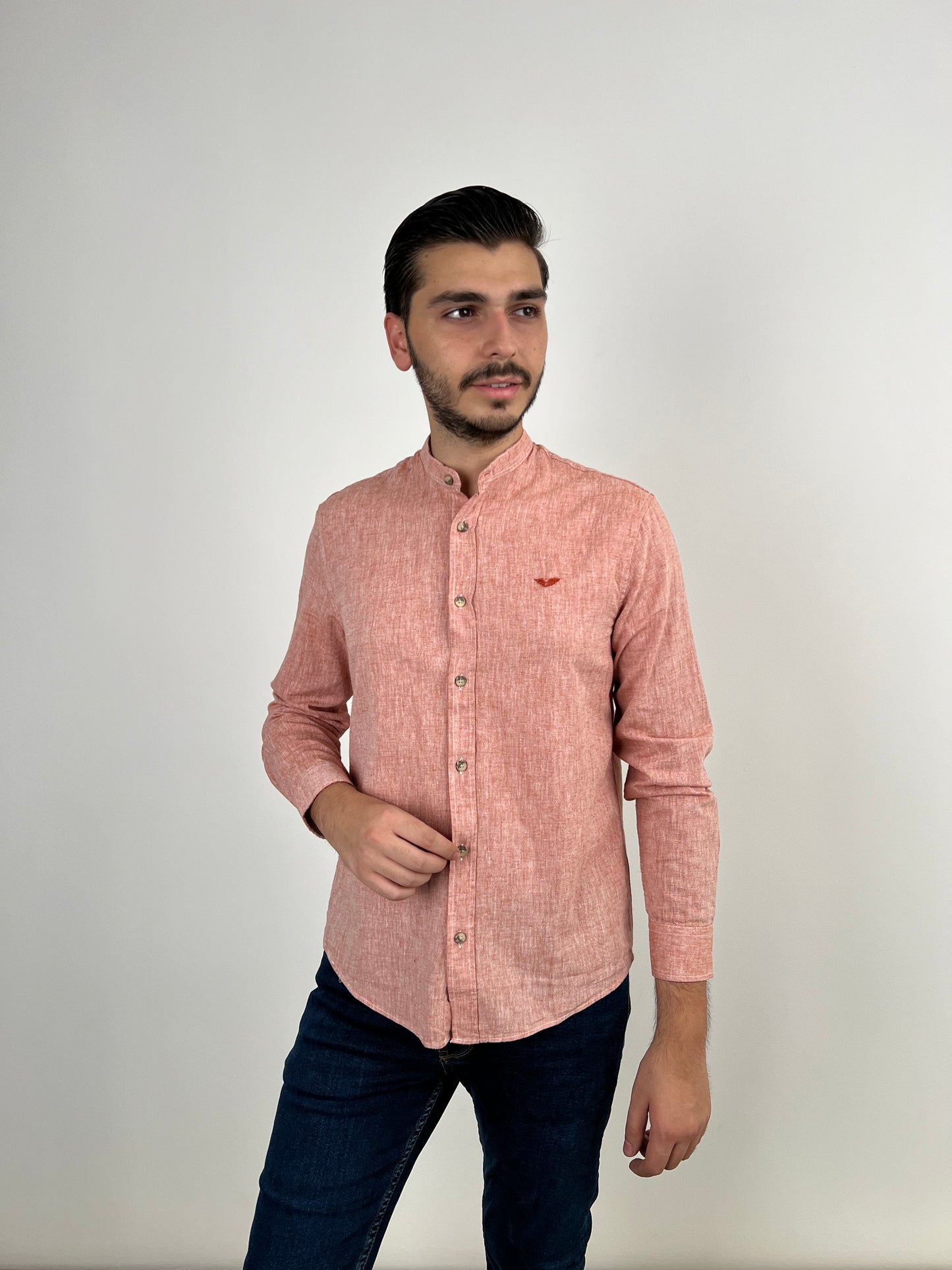 CHINESE LINEN SHIRT SALMON