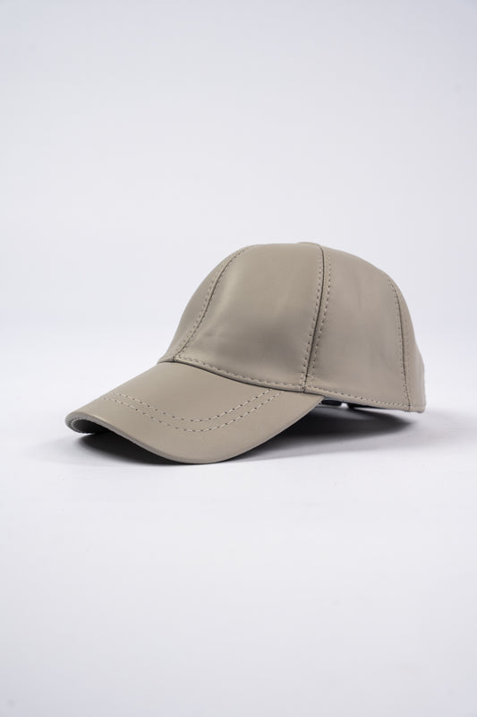 GREY LEATHER CAP