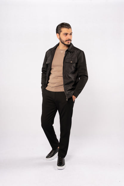 BLACK CASUAL QUILTED JACKET
