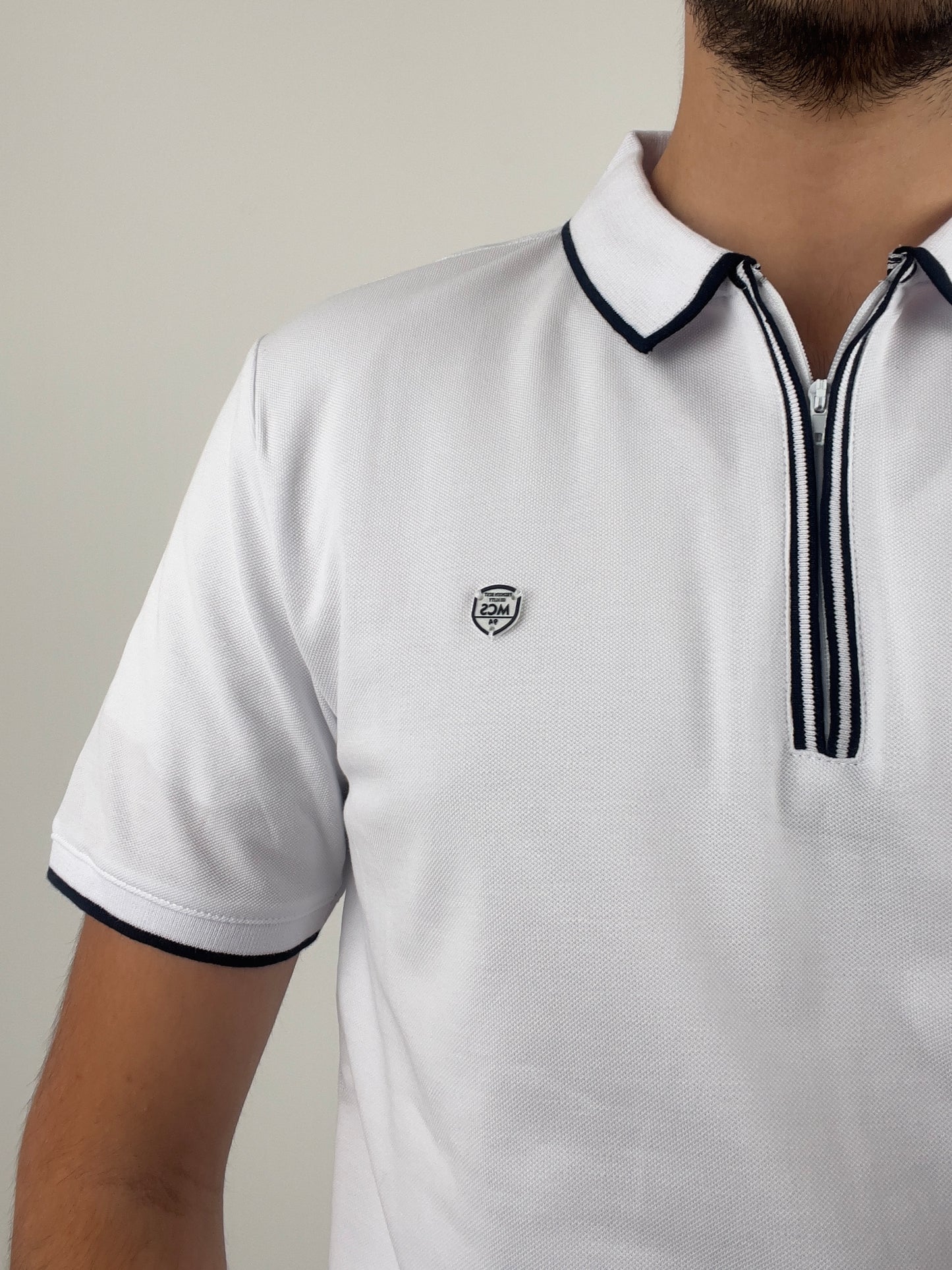 POLO ZIPPER WHITE MARCO