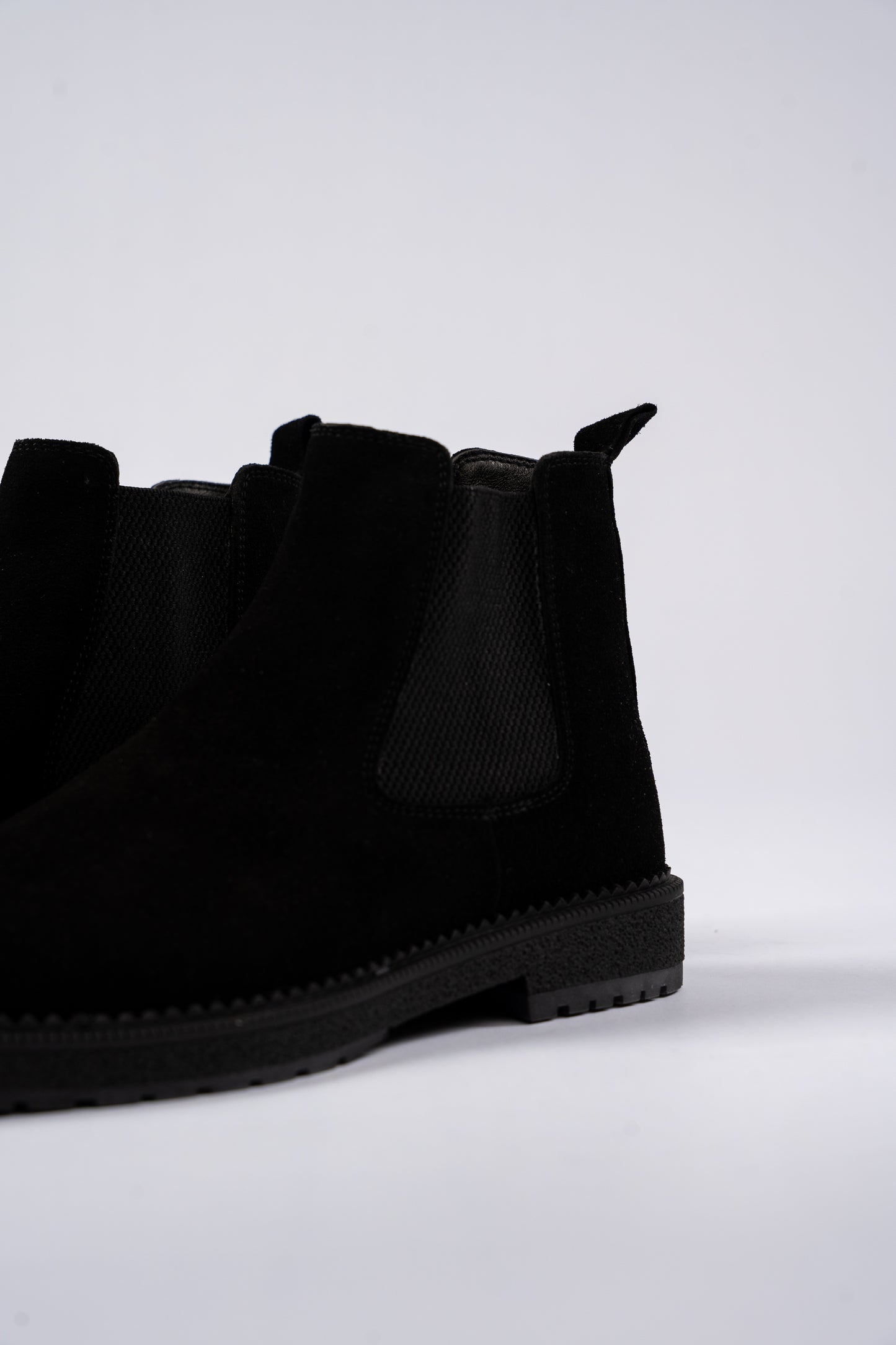 BLACK SUEDE CHELSEA BOOTS