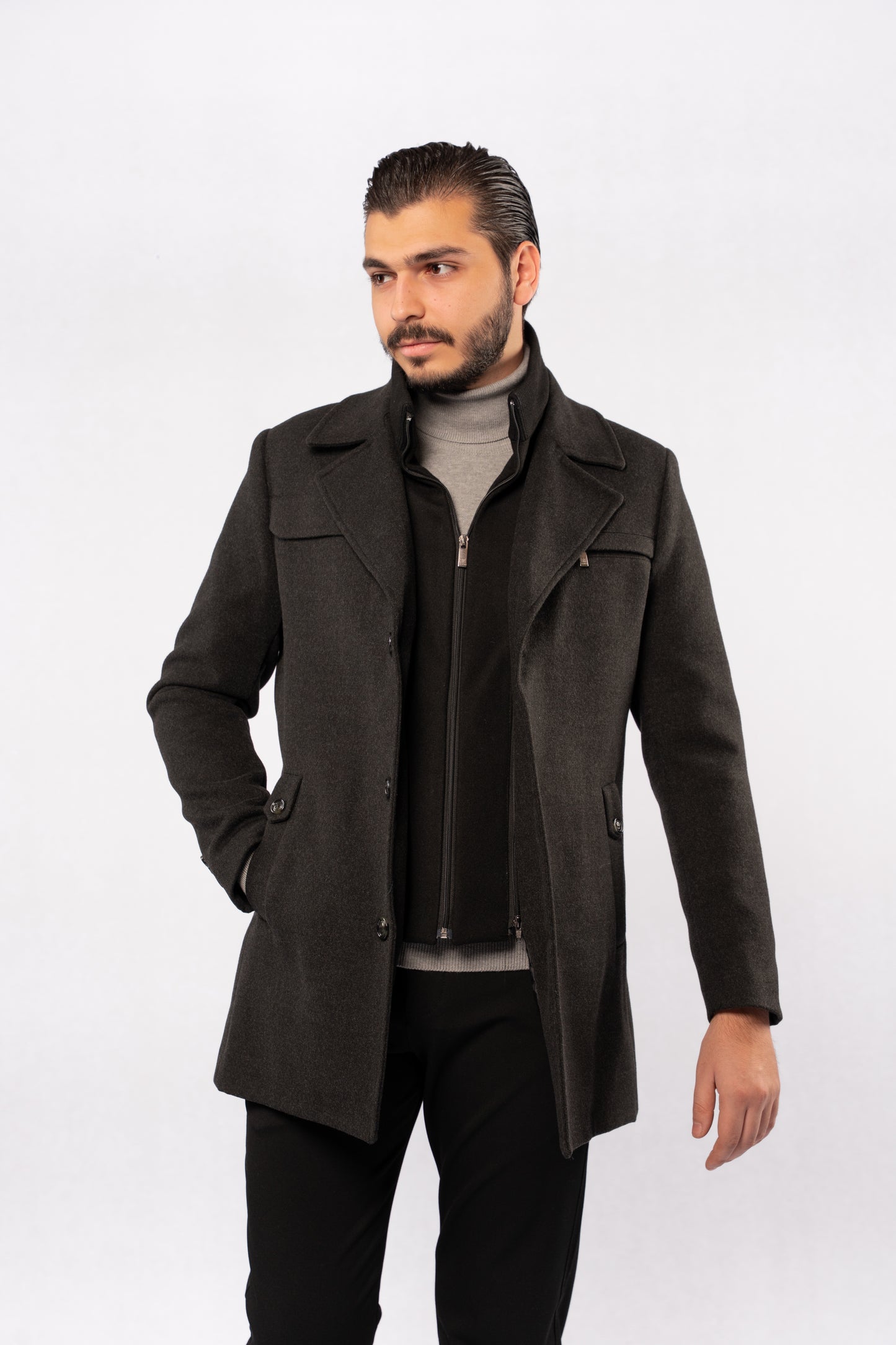 DARK GREY TIMELESS WOOL COAT