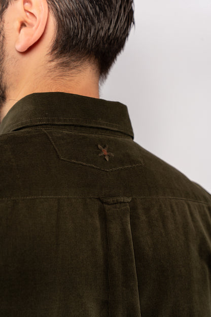 OLIVE ELEGANCE VELVET SHIRT
