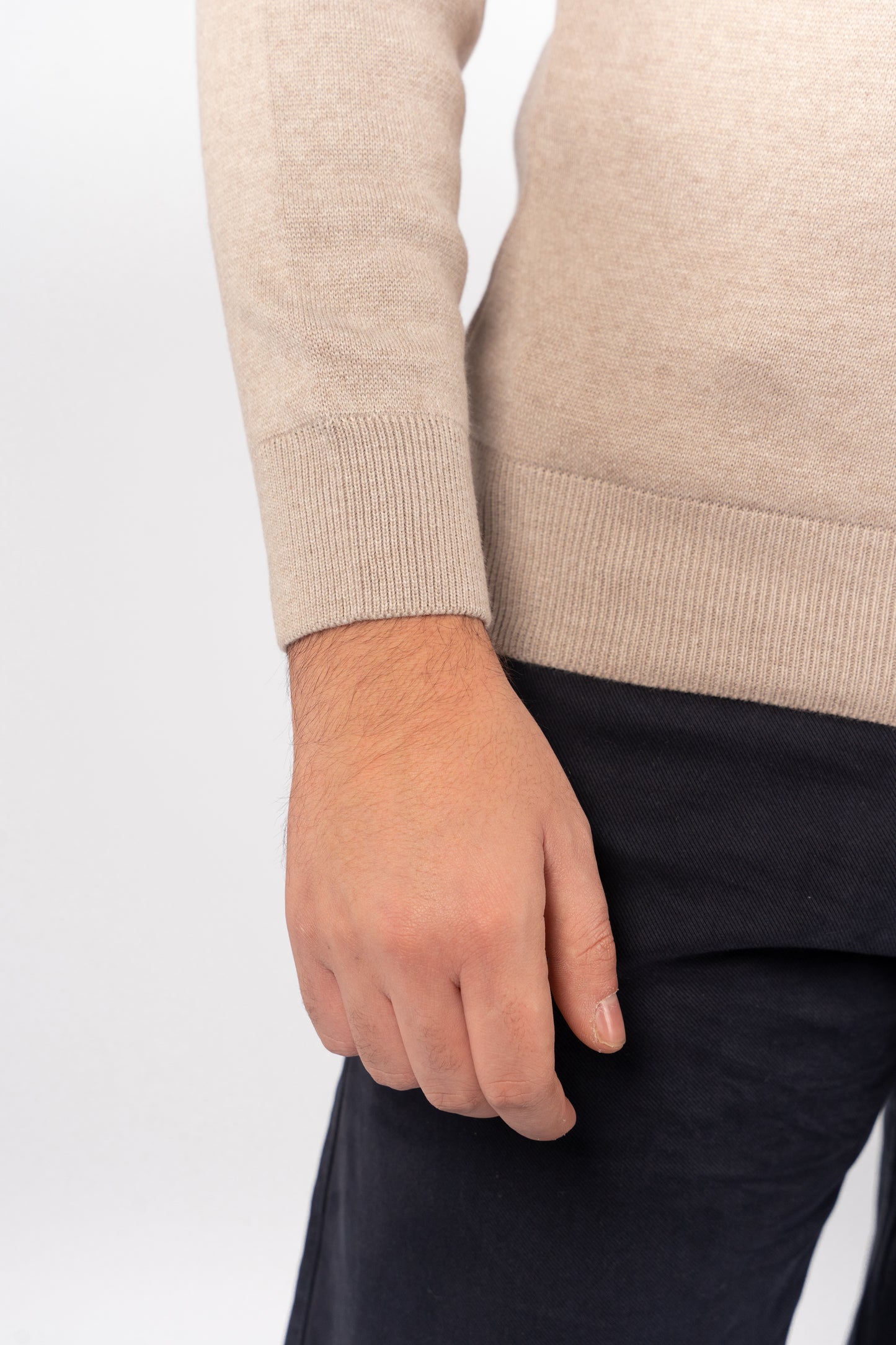 DARK BEIGE CASUAL KNITTED SWEATER