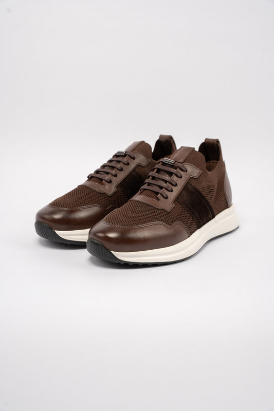 BROWN MIX MATERIAL SNEAKER
