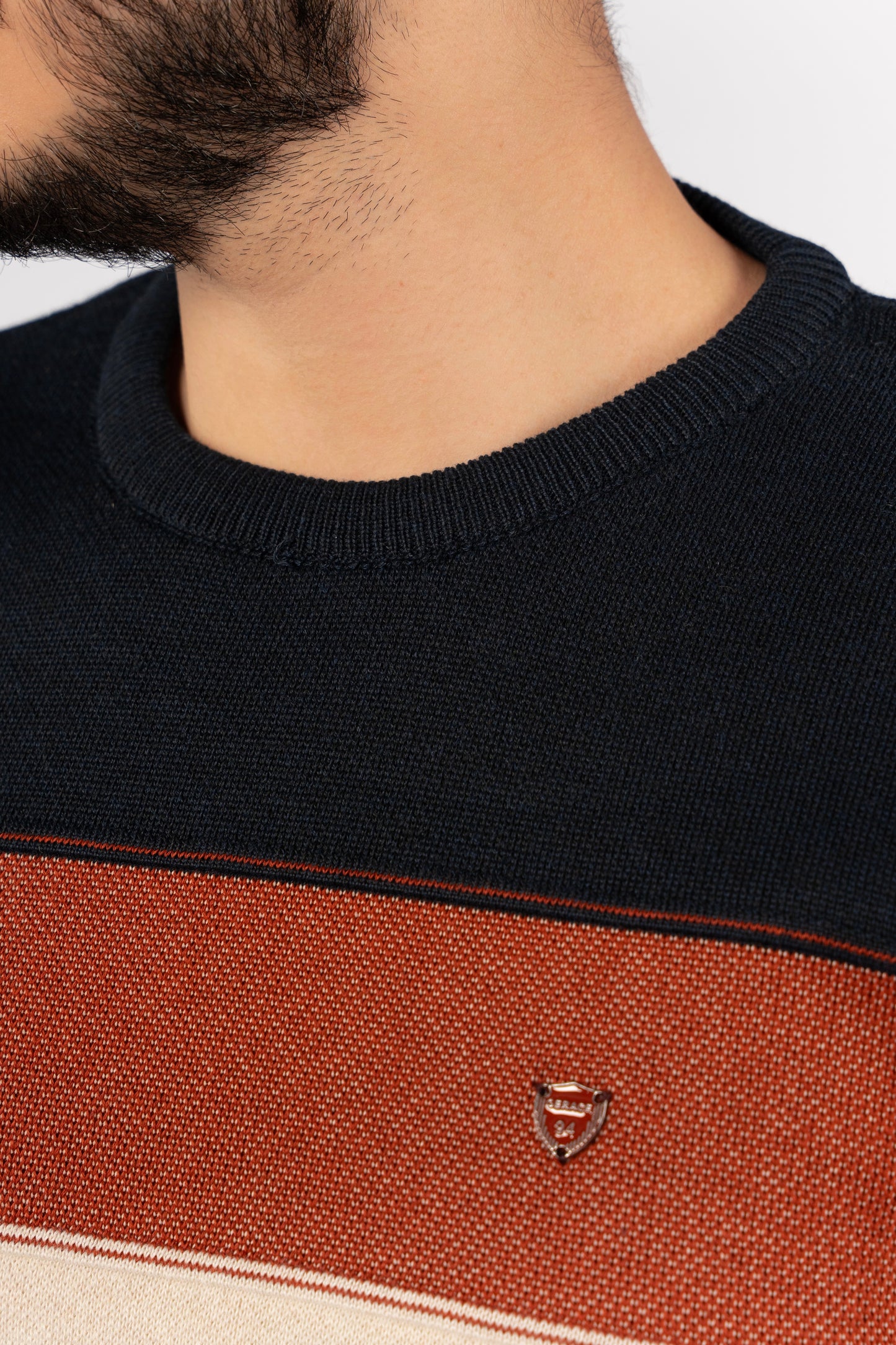 BEIGE TRIO COLOR SWEATER