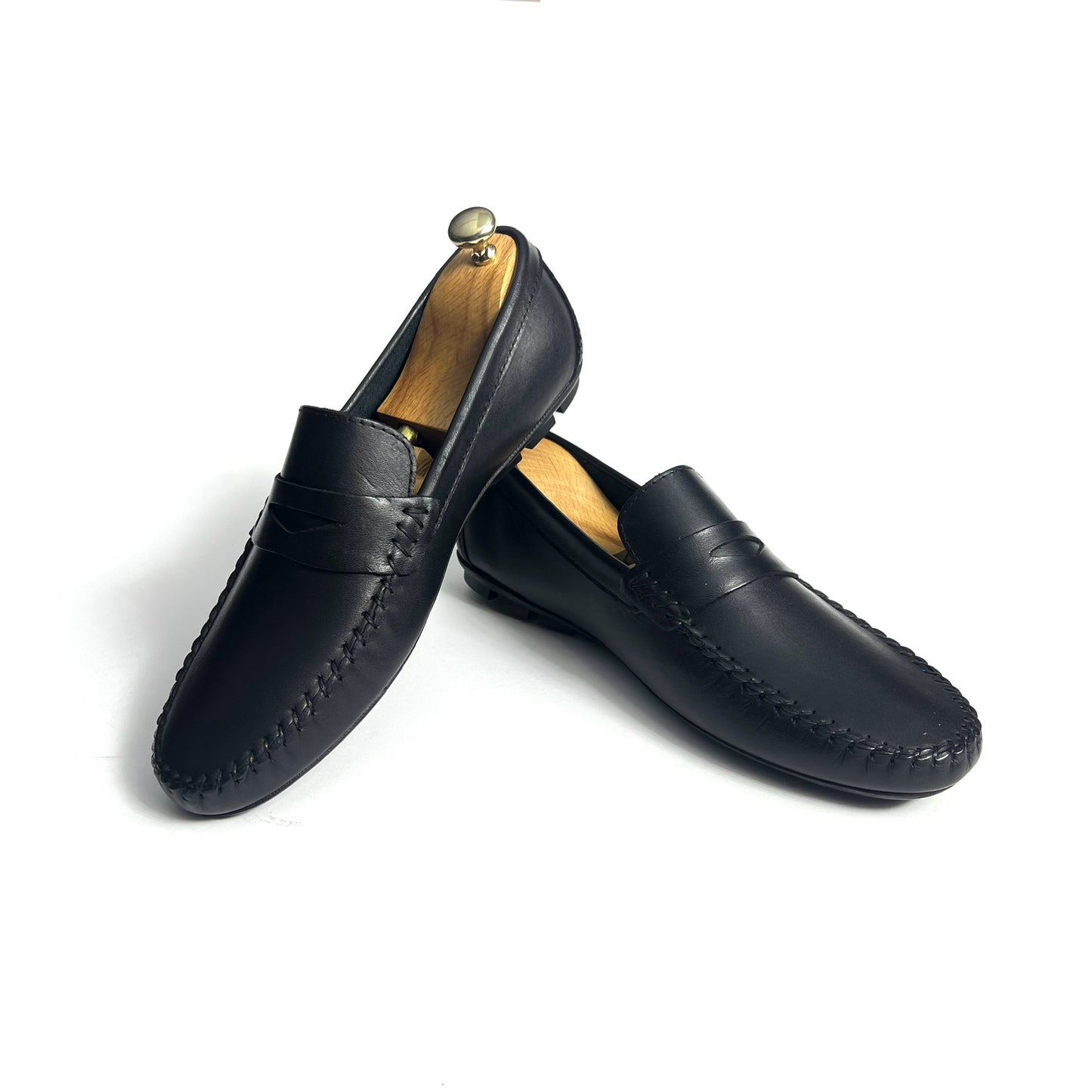 Black leather Penny Moccasin