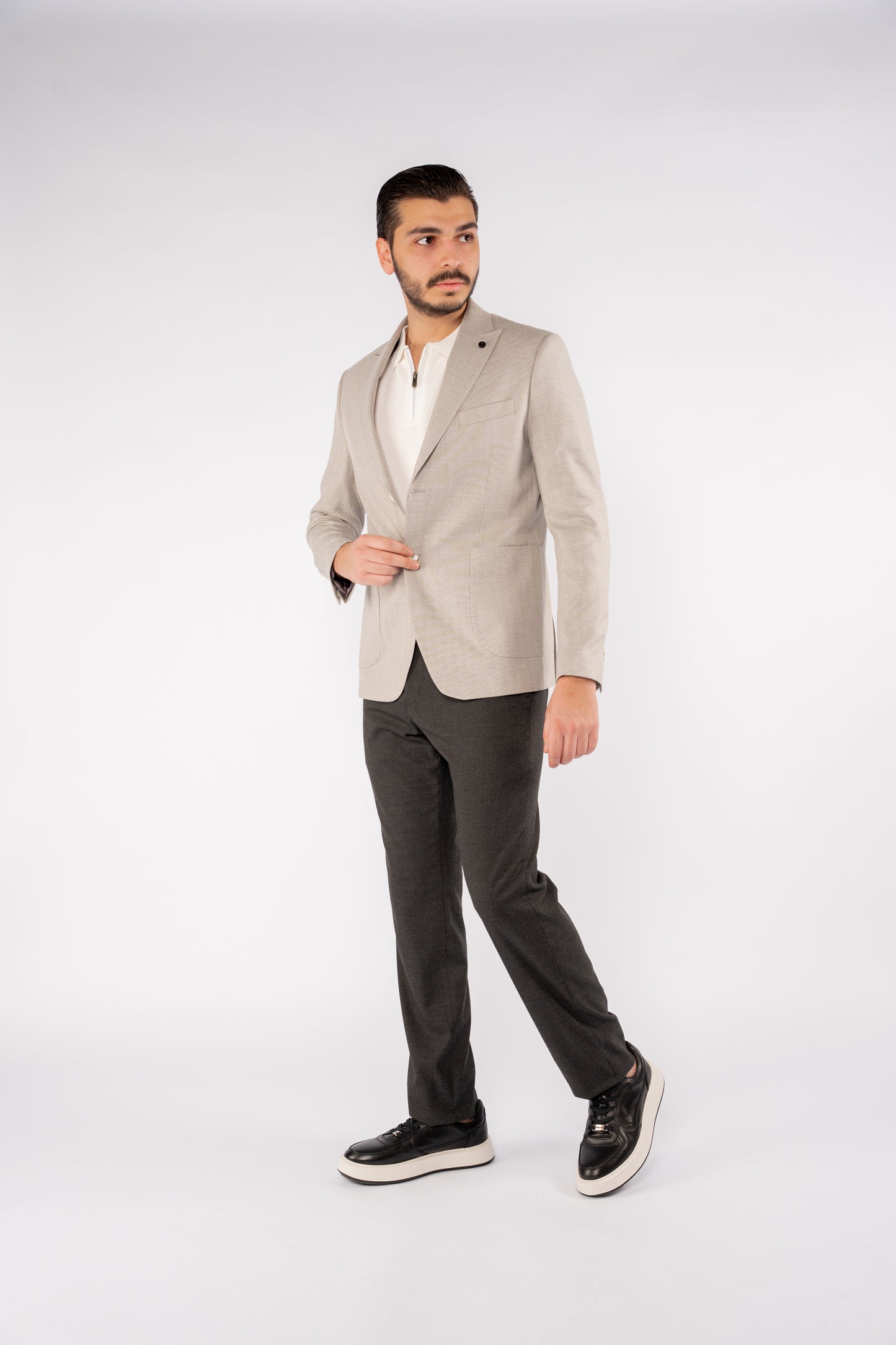 GREY ZIGZAG TEXTURE BLAZER