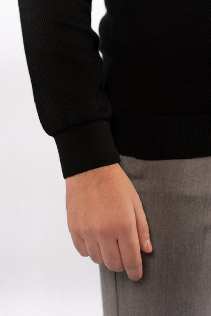 BLACK GREY CASUAL HIGHNECK ZIPPER