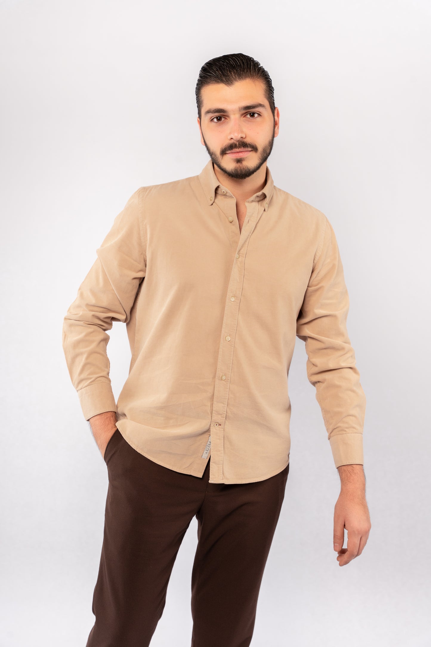 BEIGE ELEGANCE VELVET SHIRT