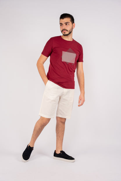 BURGUNDY DIAGONAL LINES TSHIRT