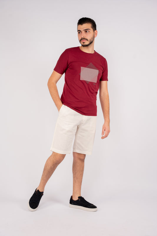 BURGUNDY DIAGONAL LINES TSHIRT