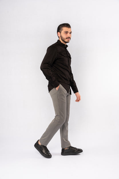 BLACK RELAXED TWO POCKET SHIRT