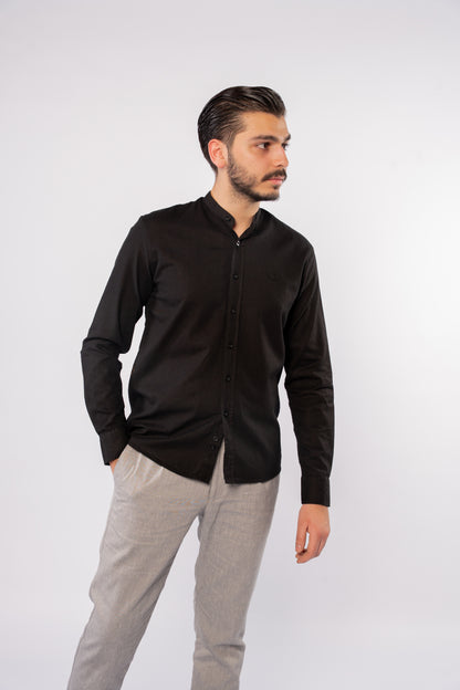 BLACK CHINESE LINEN SHIRT