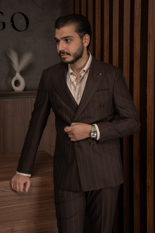 BROWN LINED DOBETTI SUIT