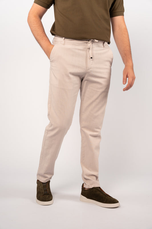 LIGHT BEIGE LINEN TROUSERS