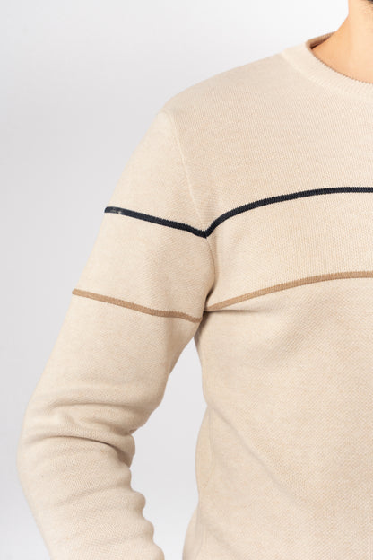 BEIGE-DARK BEIGE LINE SWEATER
