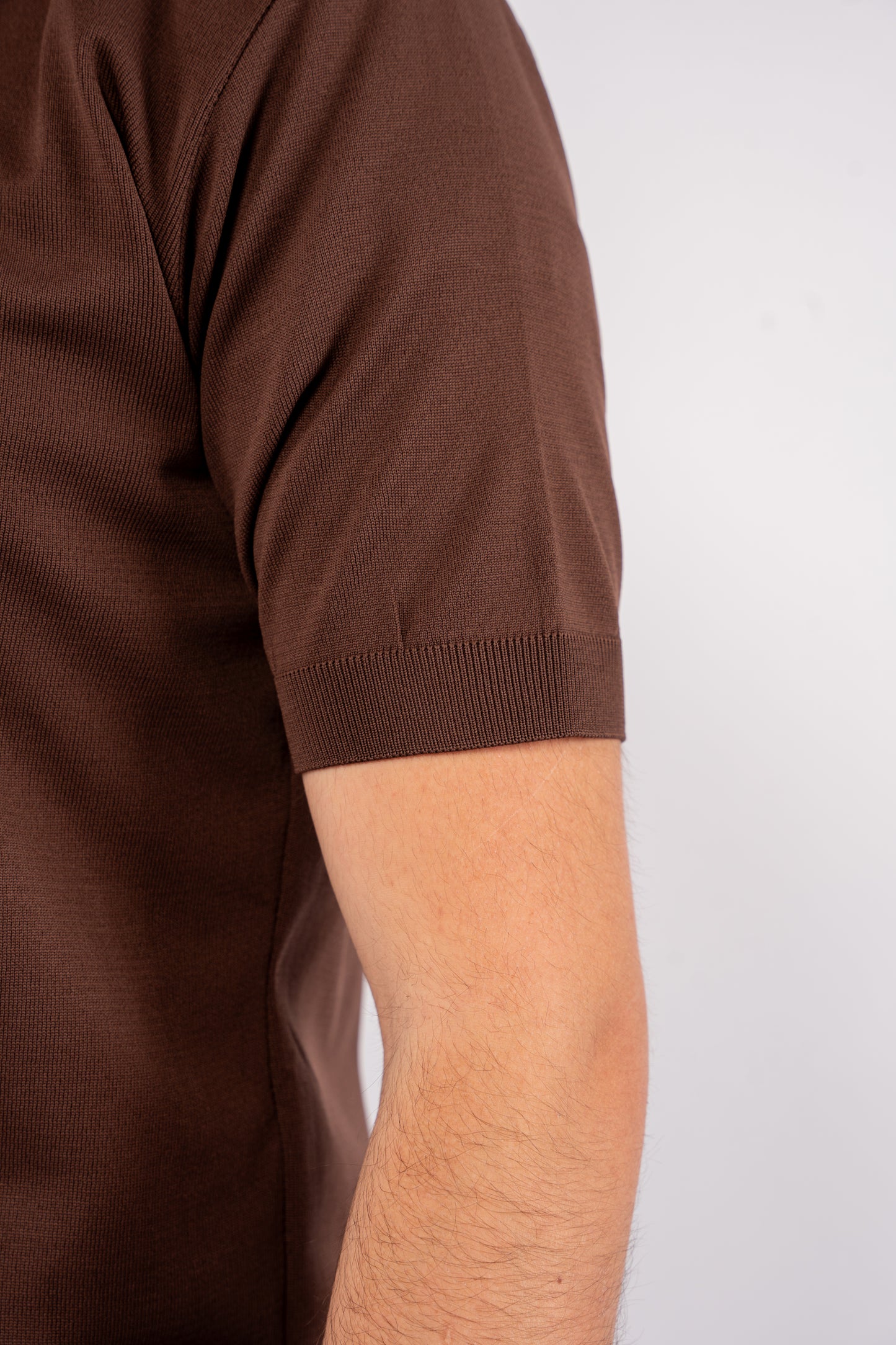 BROWN MERCERIZED ZIPPER POLO