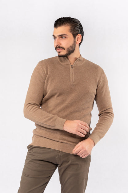 DARK BEIGE HIGHNECK ZIPPER