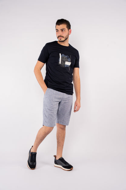 NAVY PATTERNED TSHIRT