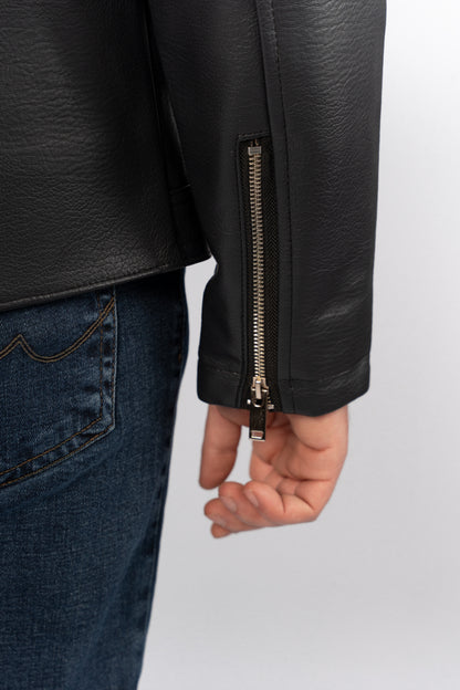 DARK NAVY CASUAL LEATHER JACKET