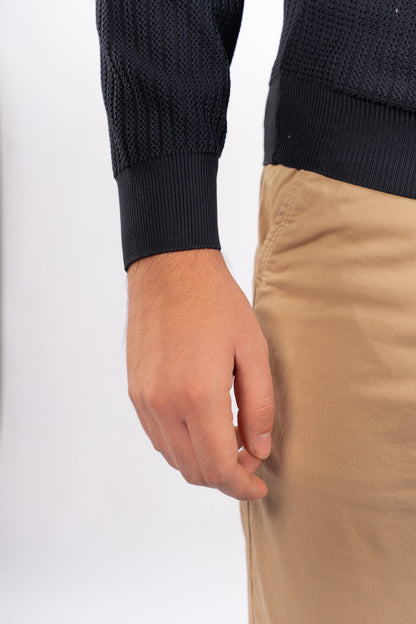 NAVY TRICOT ROUNDNECK SWEATER