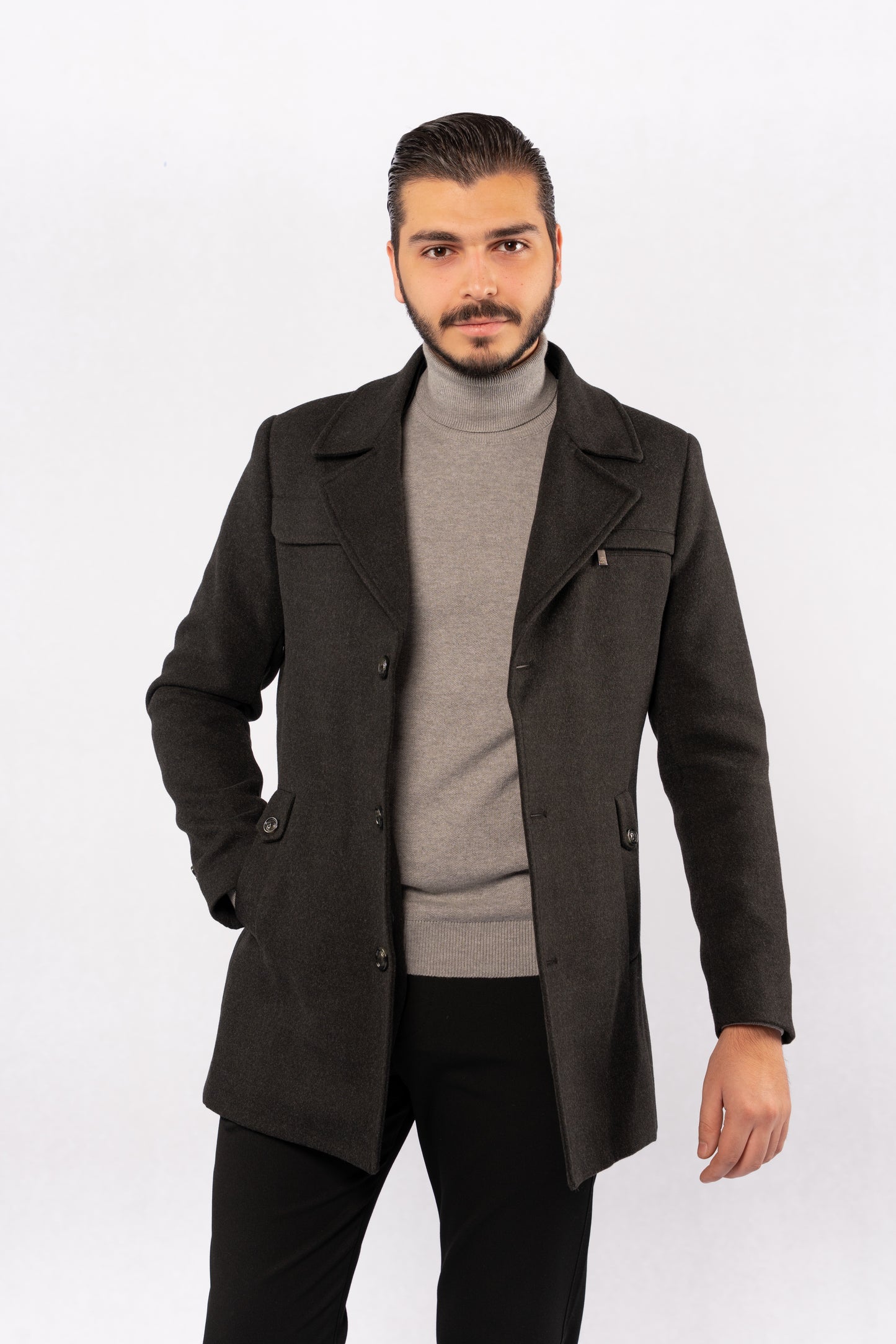 DARK GREY TIMELESS WOOL COAT