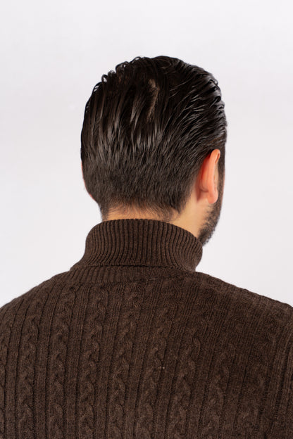 BROWN PATTERNED TURTLENECK