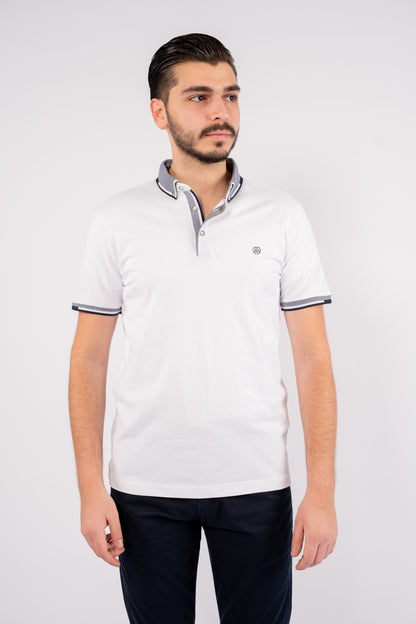 WHITE BUTTON COLLAR POLO