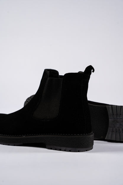 BLACK SUEDE CHELSEA BOOTS