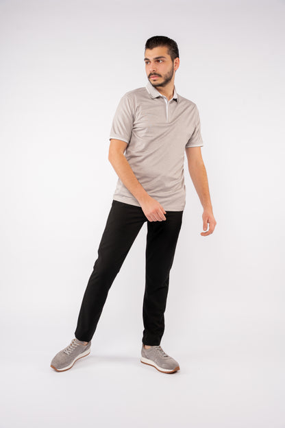 GREY ZIPPER POLO