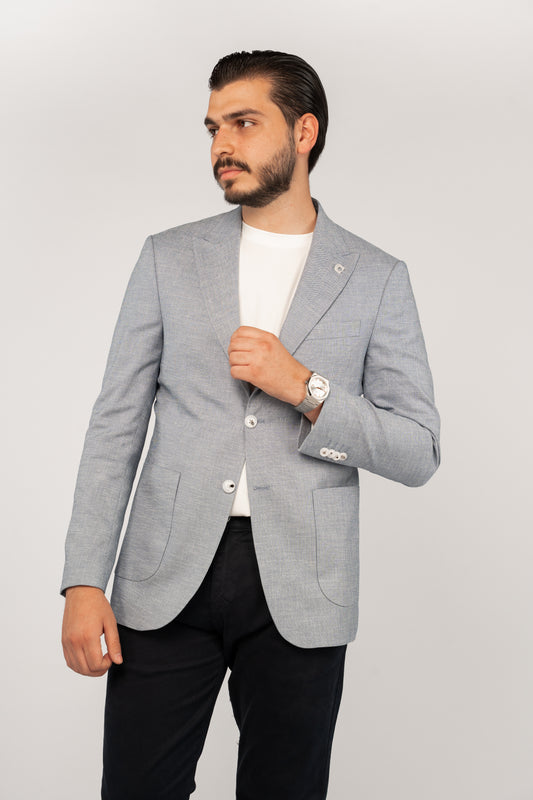BLUE SEMI LINEN BLAZER