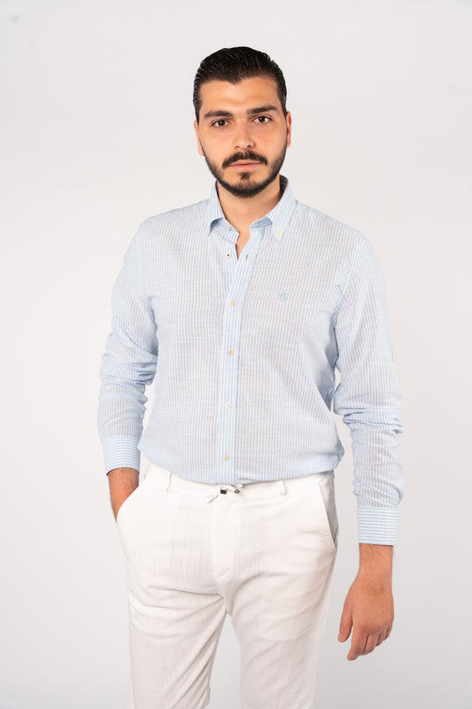 BLUE LINED OXFORD SHIRT