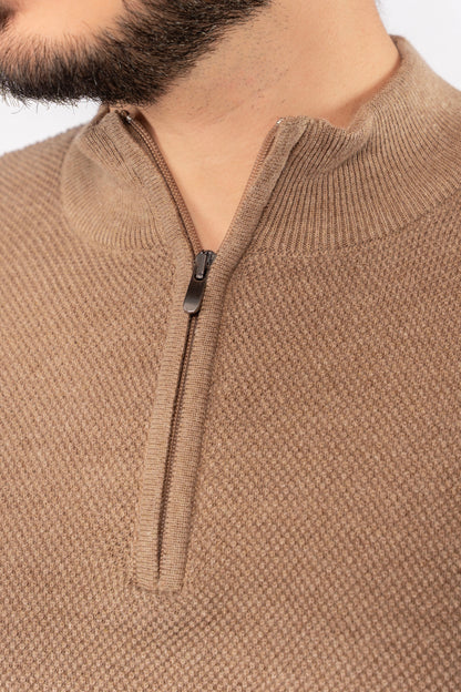 DARK BEIGE HIGHNECK ZIPPER