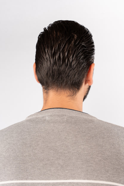 GREY NAVY LINE SWEATER